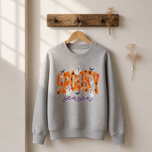 Spooky season embroidered sweatshirt Crafts by Serenity