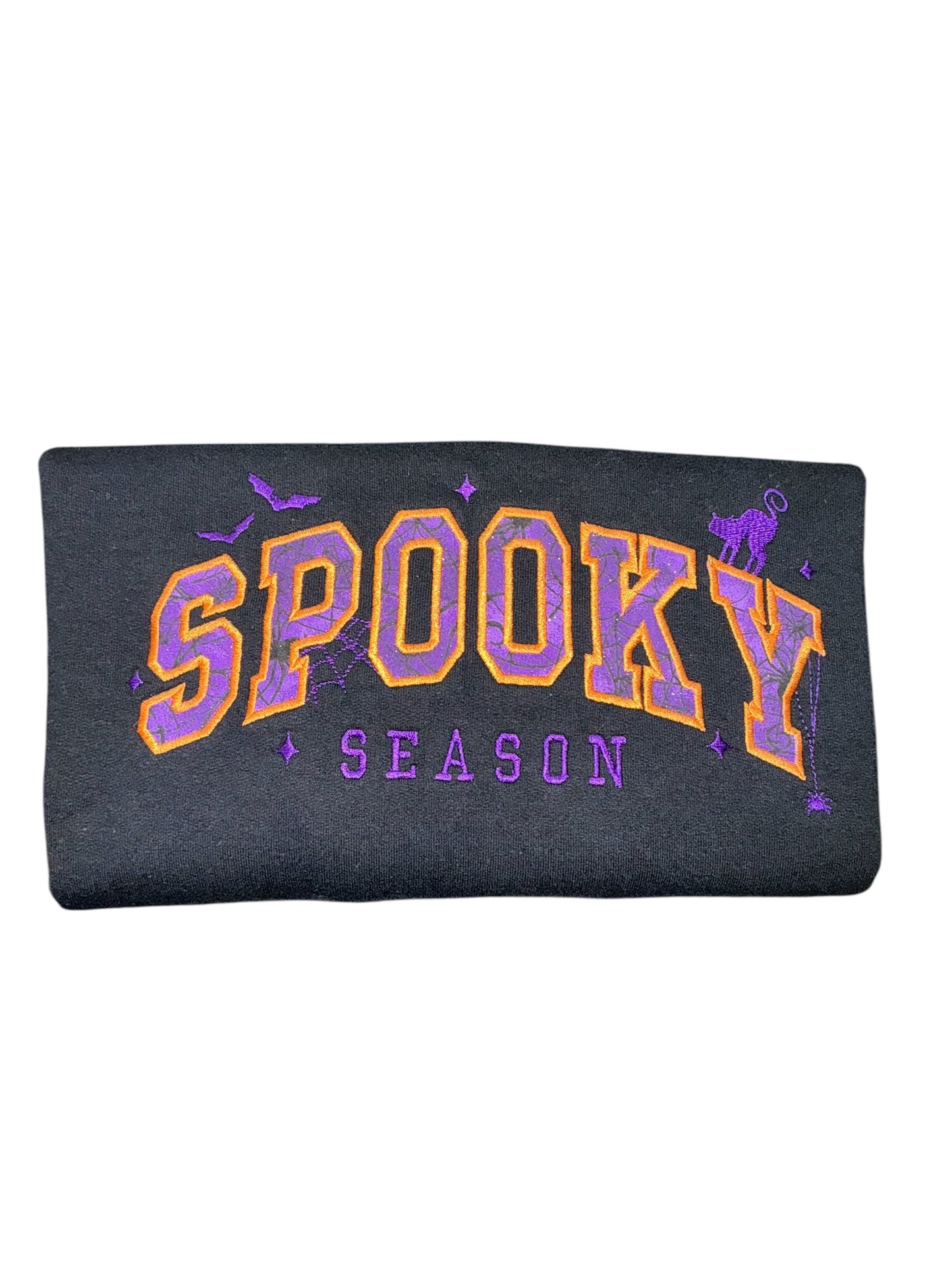 Spooky Season Purple Varsity Chenille Letter Sweatshirt Crafts by Serenity