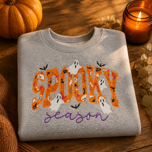 Spooky season embroidered sweatshirt Crafts by Serenity