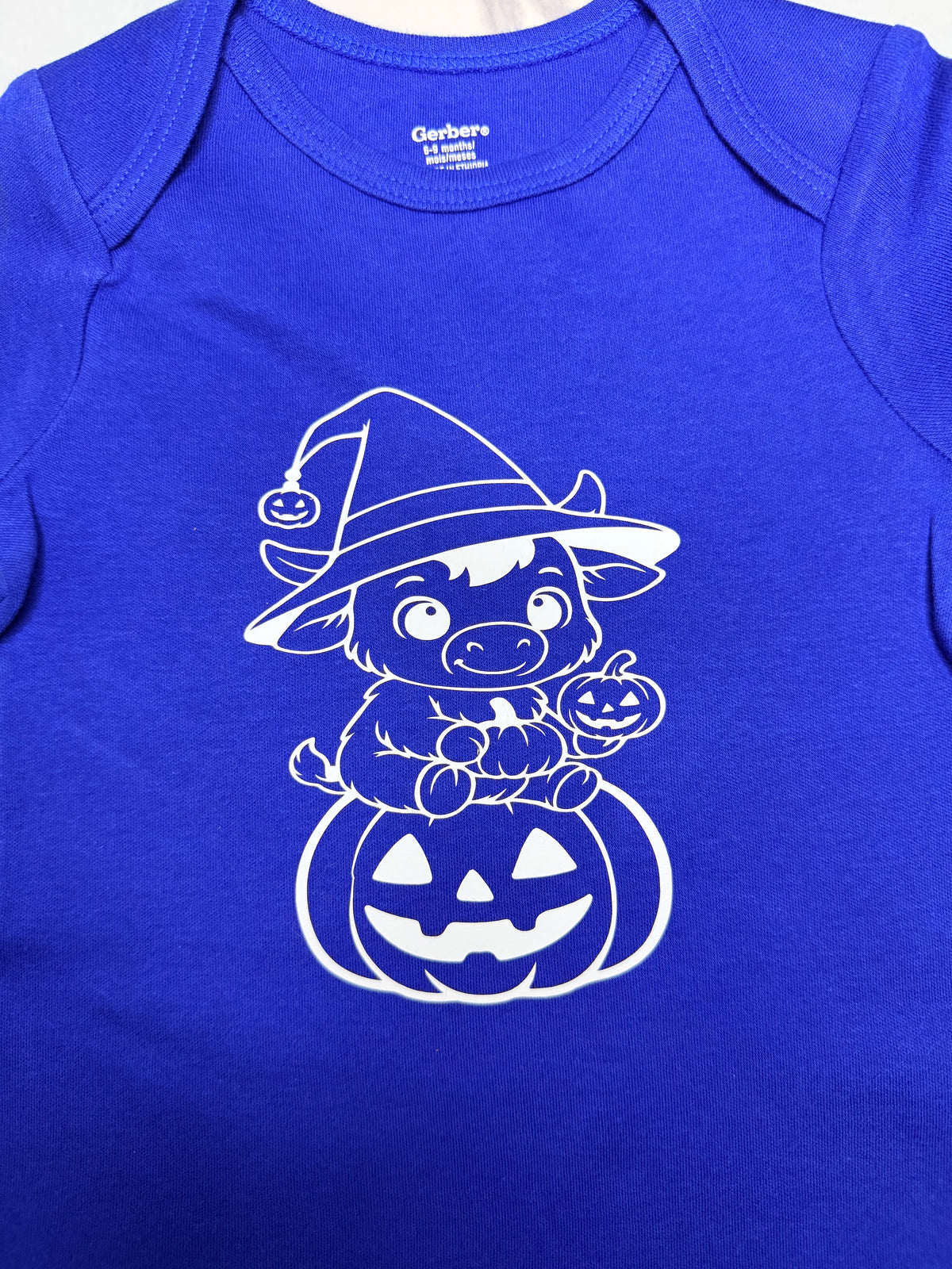 Pumpkin Highland Cow Halloween Baby Bodysuit Crafts by Serenity