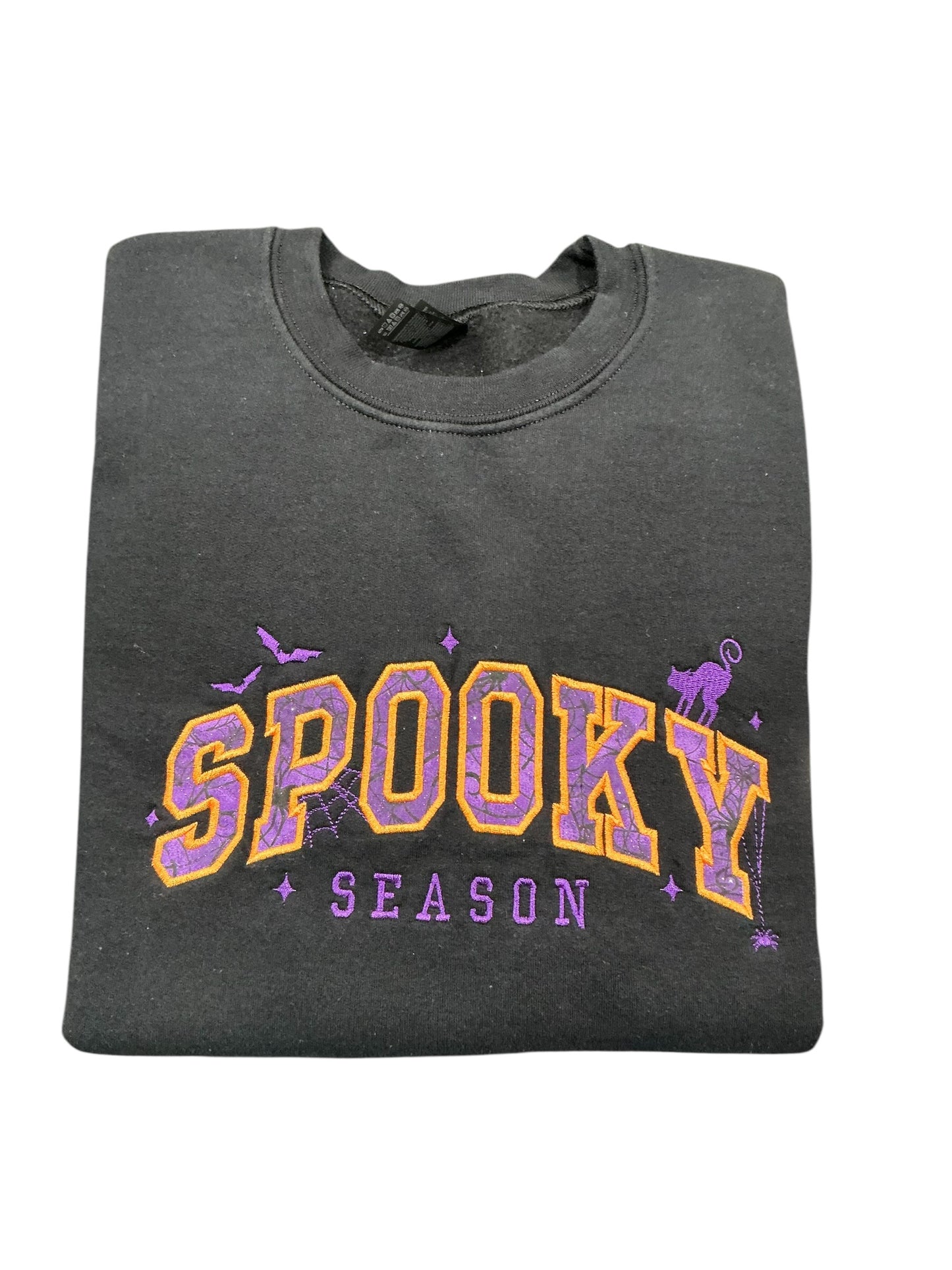 Spooky Season Purple Varsity Chenille Letter Sweatshirt Crafts by Serenity