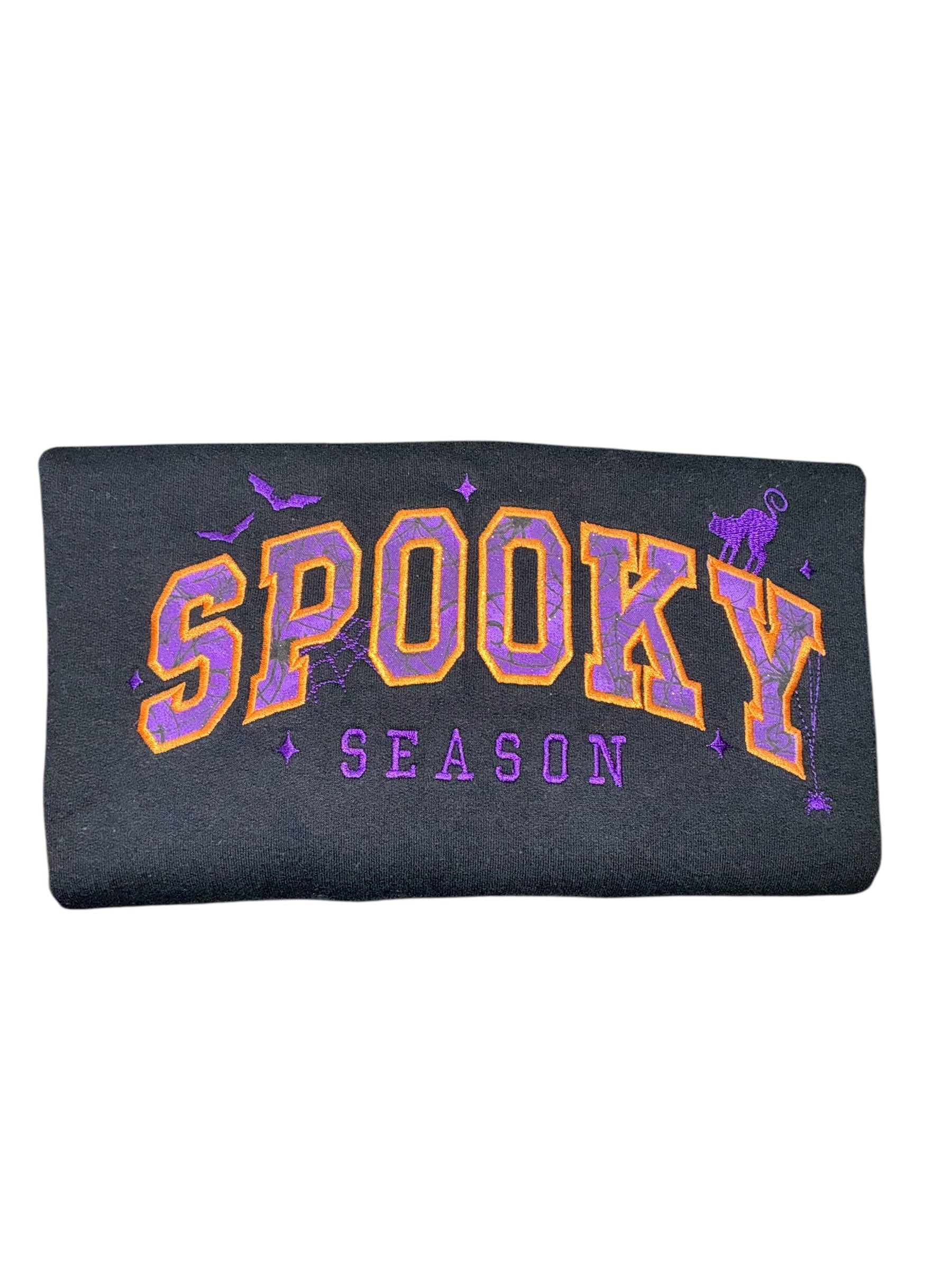 Spooky Season Purple Varsity Chenille Letter Sweatshirt Crafts by Serenity