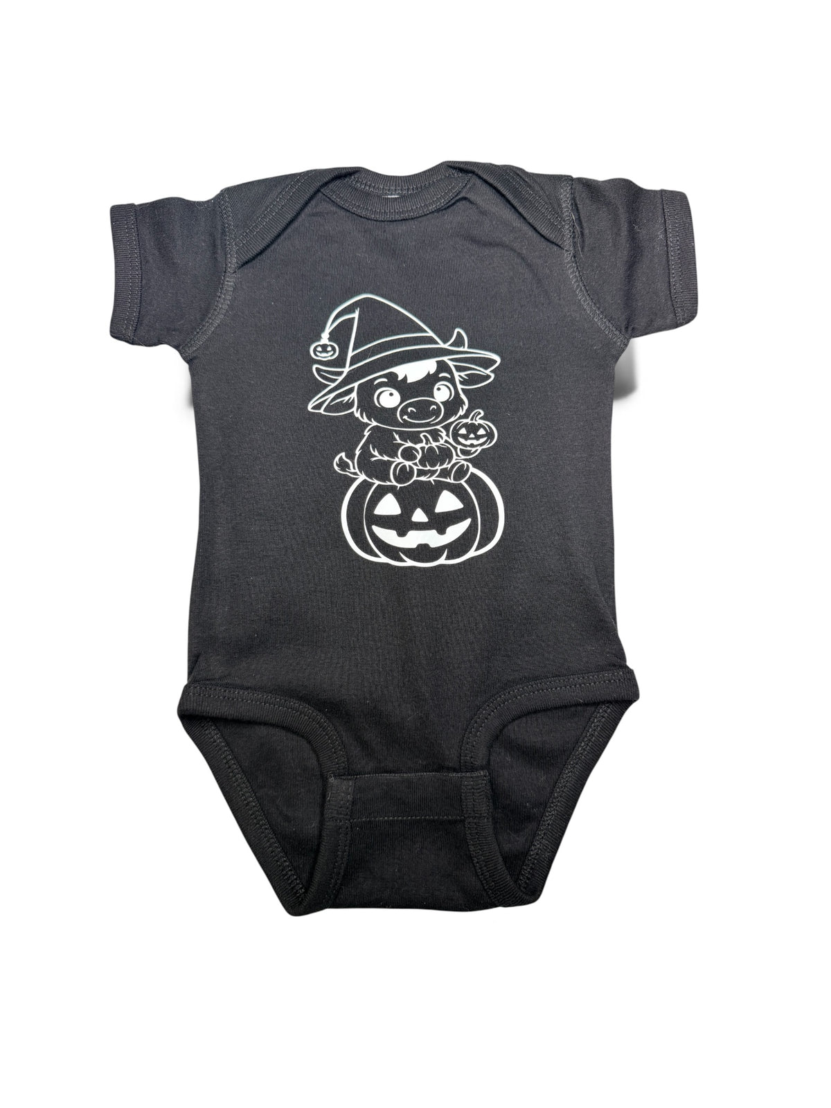 Pumpkin Highland Cow Halloween Baby Bodysuit Crafts by Serenity