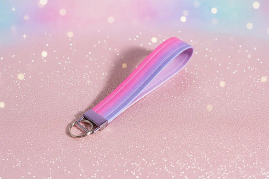 Gradient keychain on a purple background