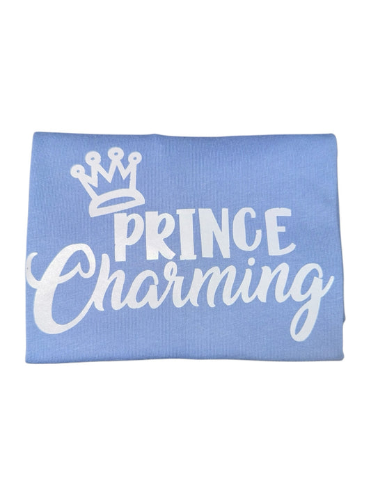 Crafts by Serenity light blue cotton-blend toddler t-shirt with white Prince Charming crown graphic print