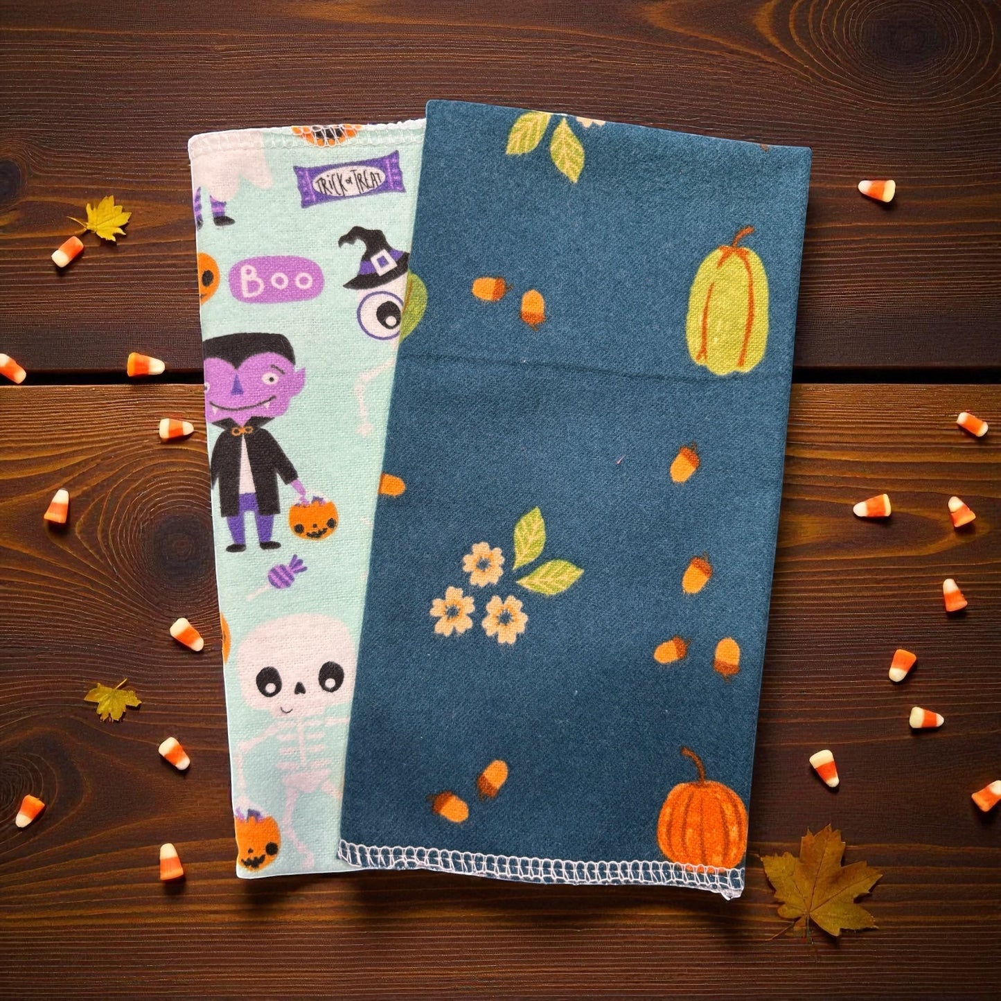 Crafts by Serenity reusable paper towels in a mystery bundle featuring seasonal Halloween and autumn floral prints.